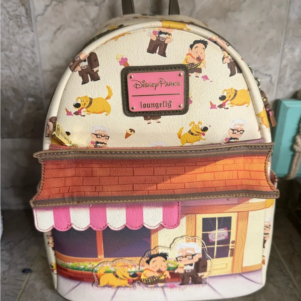 Loungefly Disney Parks Up Backpack - Cream and Brown - Picture 1 of 2